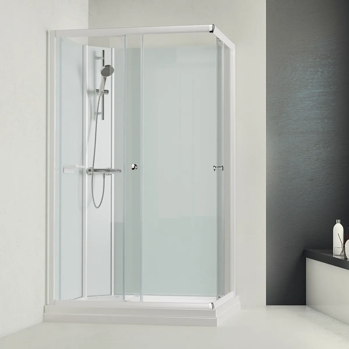 Badnor Nordica White lux 8-3 dusjkabinett 120x90cm m/dusjsett