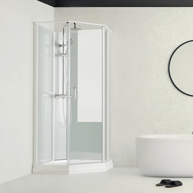 Hovedbilde Badnor Nordica White lux 7-3 dusjkabinett 90x90cm m/takdusjsett