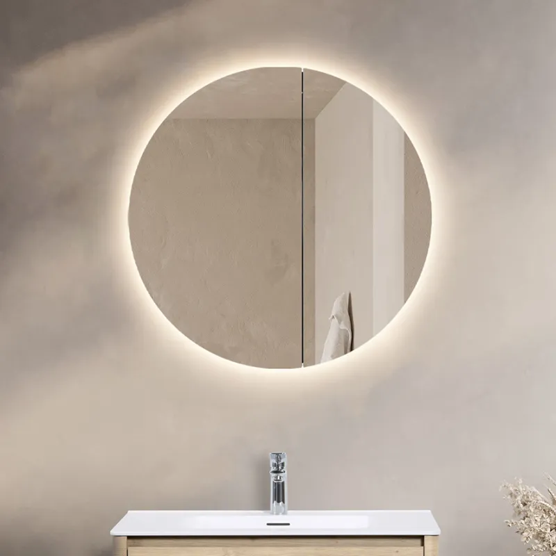 Badnor Leon RUNDT SPEILSKAP (80cm) m/ LED- belysning - hvit