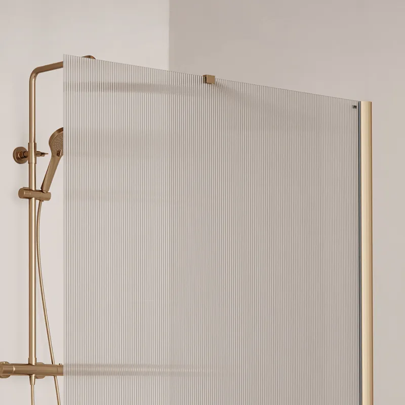 Badnor Shildon dusjvegg/walk-in hjørne - BØRSTET KOBBER - FLUTED glassfelt - 125cm