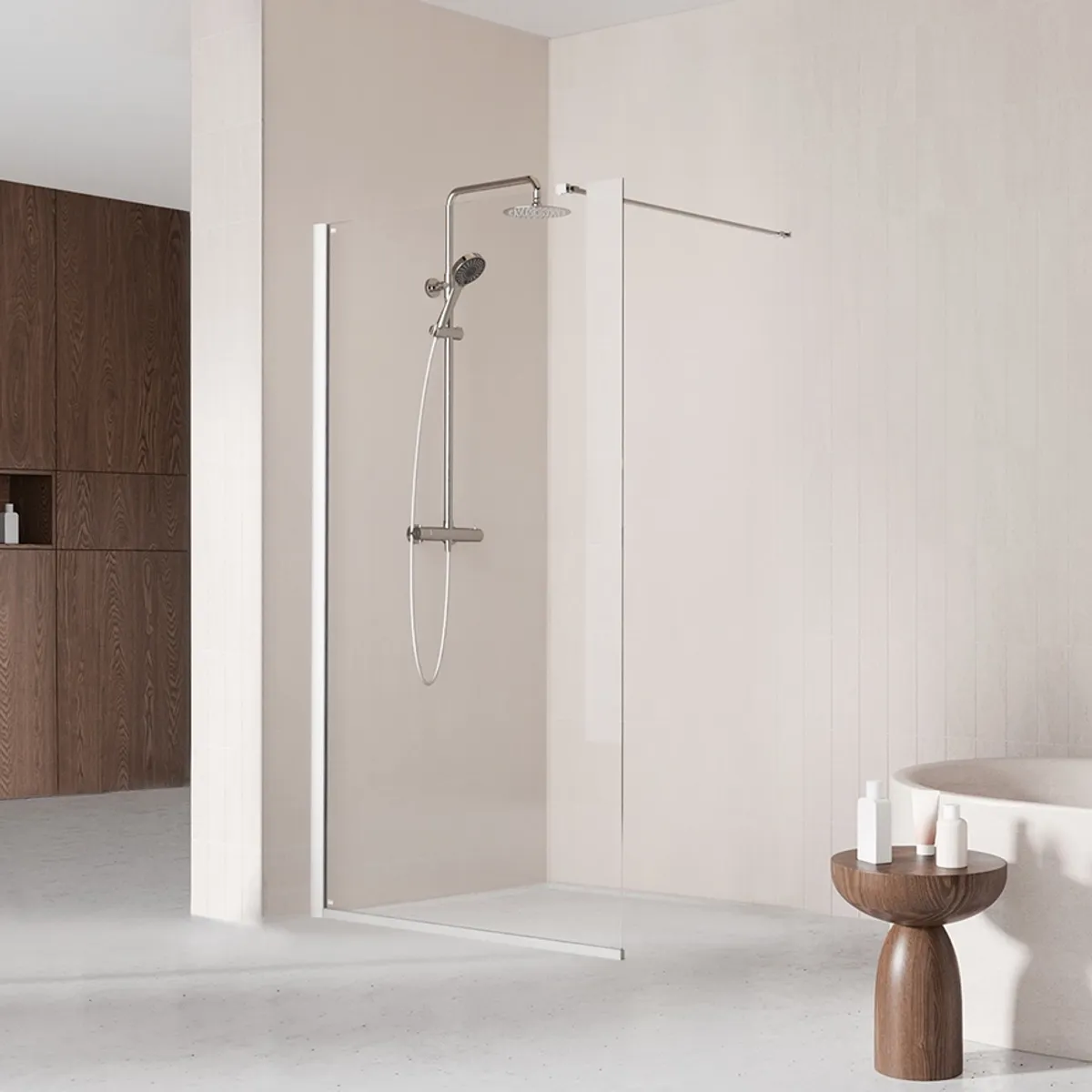 Badnor Sterling Straight II dusjvegg, 1100x2000mm, KROM, 8mm