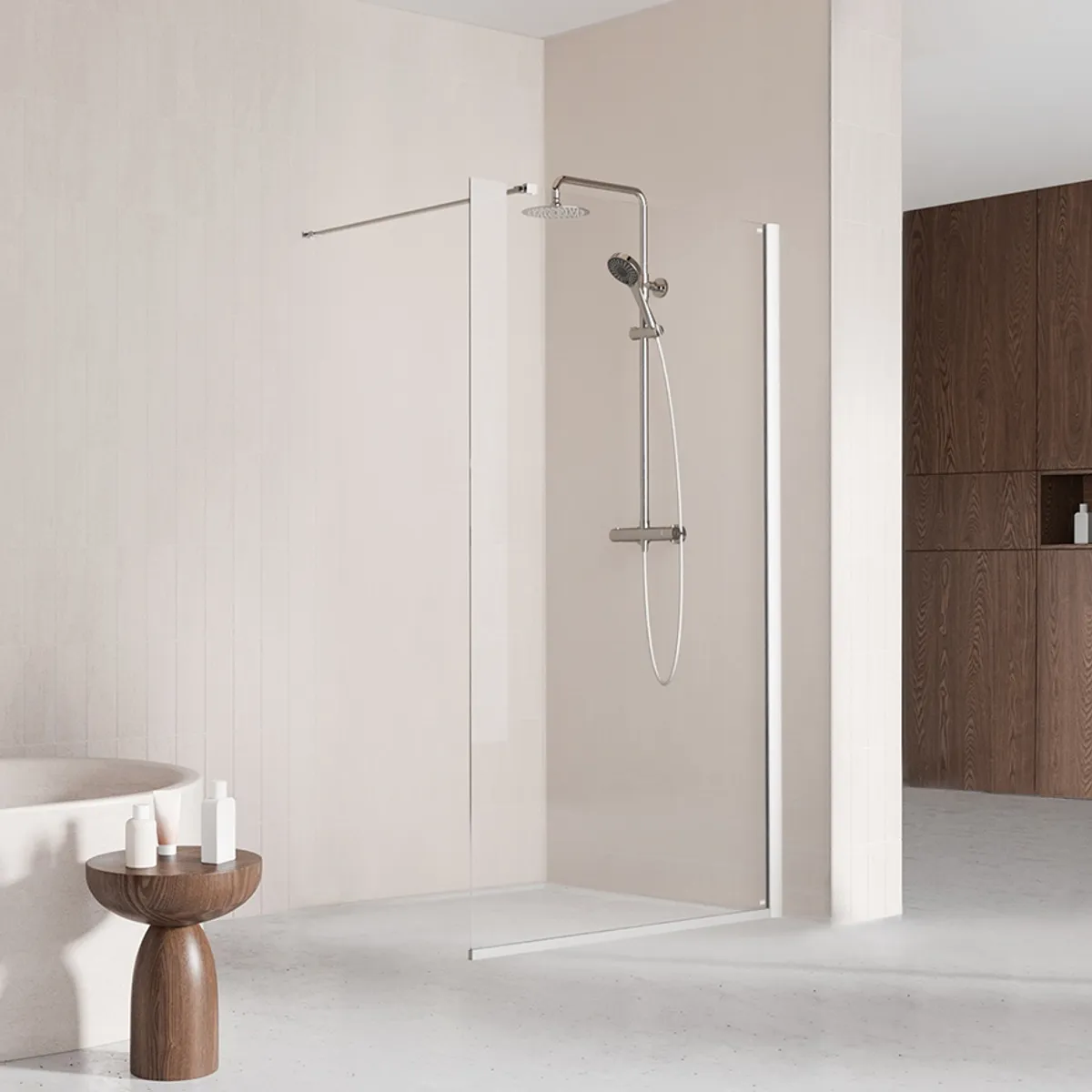 Badnor Sterling Straight II dusjvegg, 1100x2000mm, KROM, 8mm