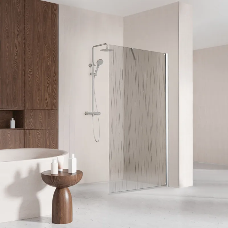 Badnor Shildon dusjvegg/walk-in hjørne - KROM - TINTED HARMONY glassfelt - 110cm