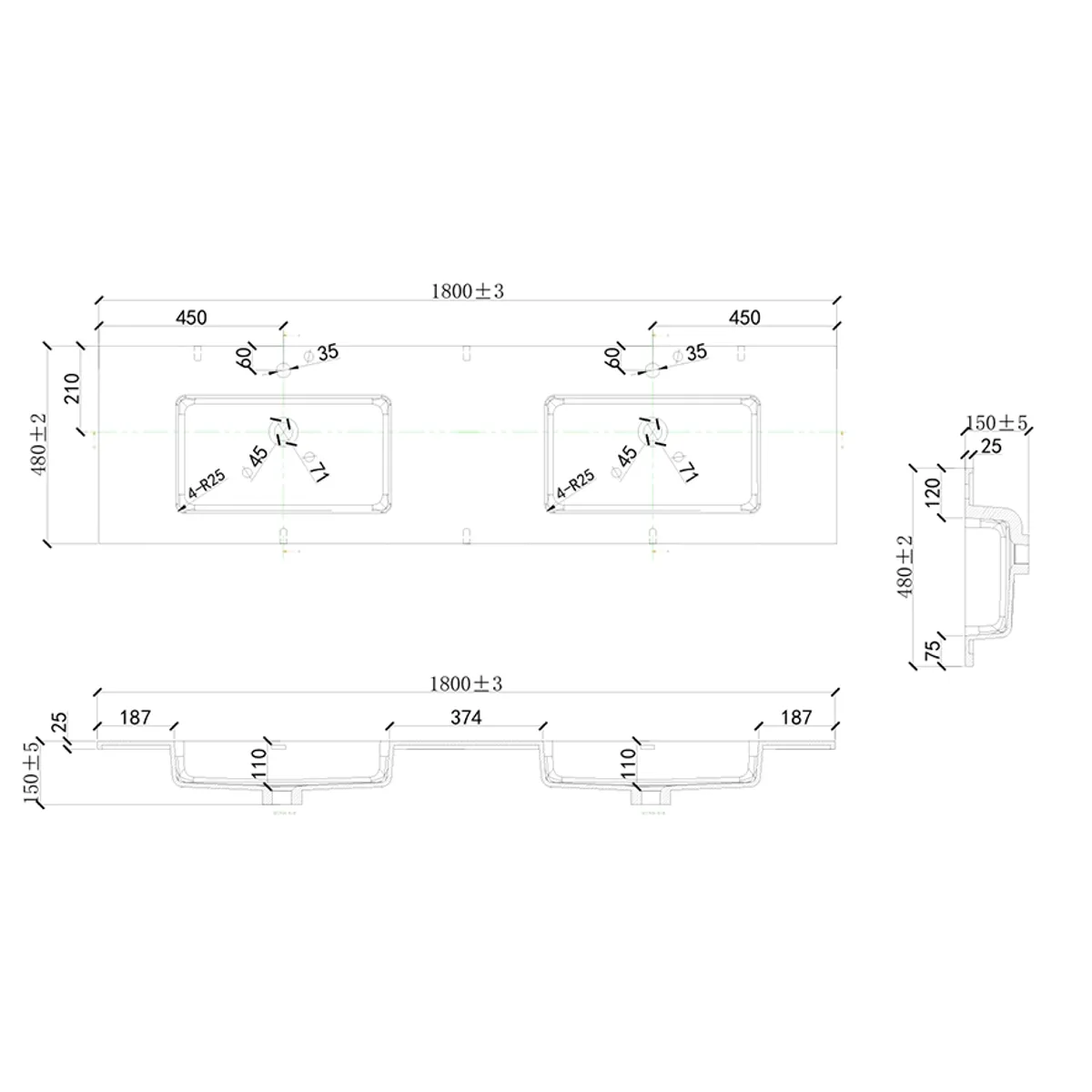 Badnor Marikken 180cm mbl.pk. (2531) Saga speil