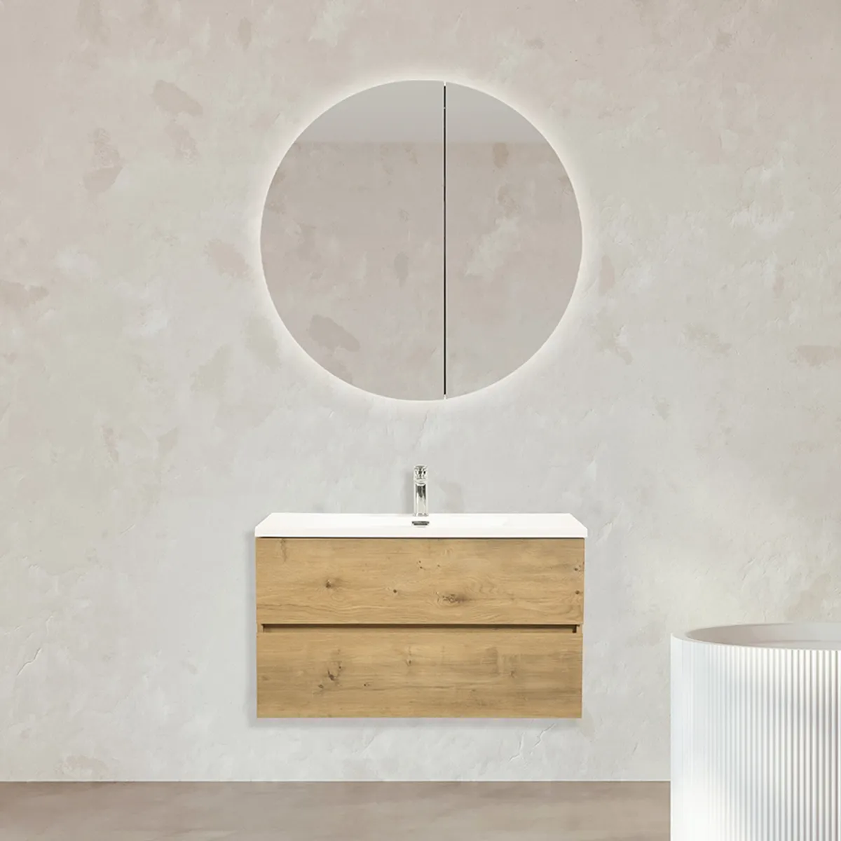 Badnor Mikala 90cm mbl.pk (8301) Leon rundt speilskap