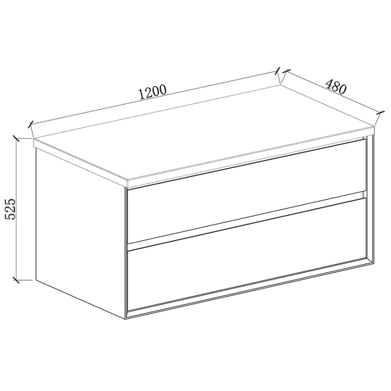 Badnor Martine 120cm servantskap m/sort benkeplate (dobbel)