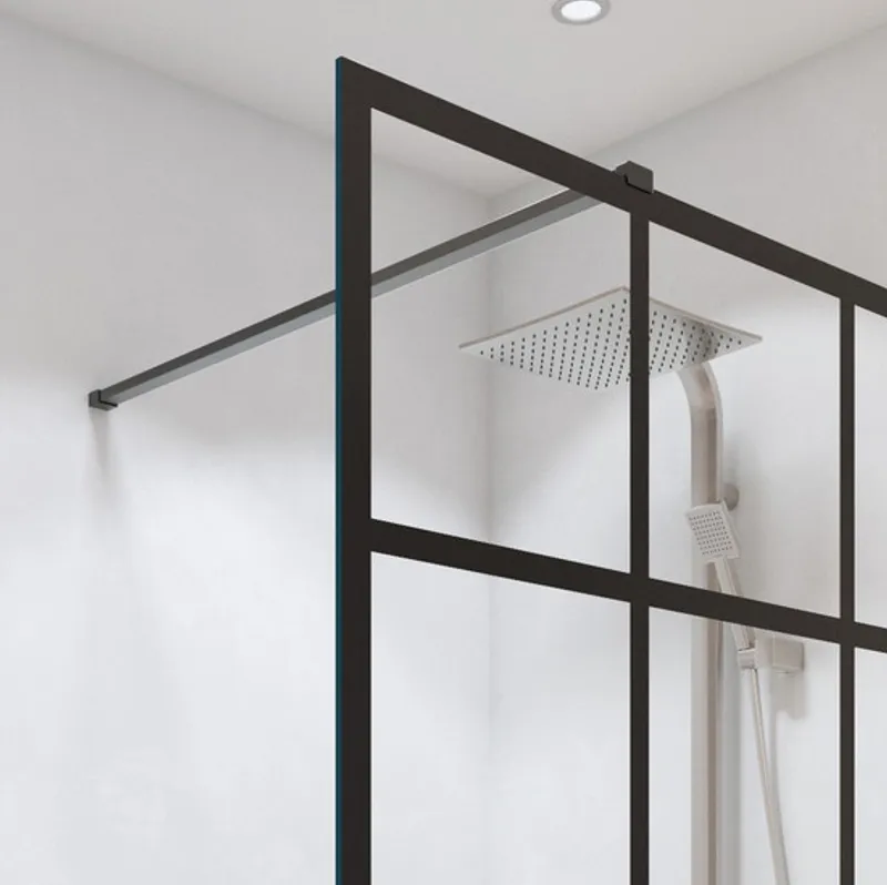 Matrix Walk-in fastfelt med ruter 100cm - sort