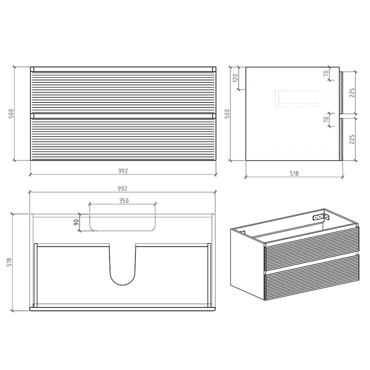 Badnor Maiken 100+40cm mbl.pk (9516) Sissel speil m/ dimbart lys