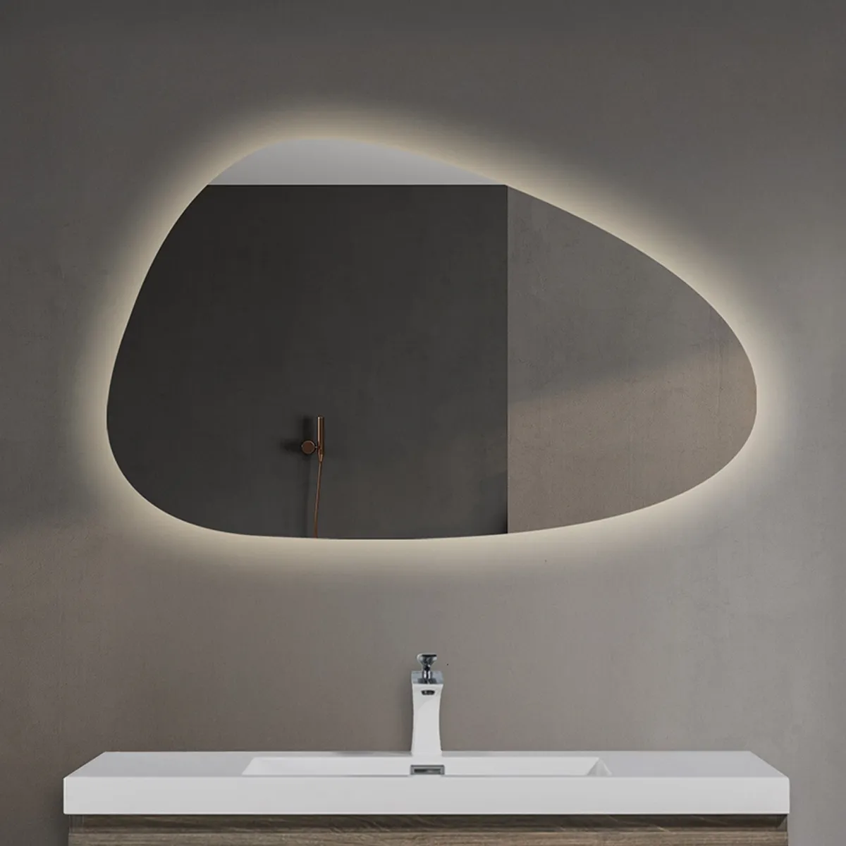 Badnor Sandy baderomsspeil (100cm) m/LED-belysning - asymmetrisk