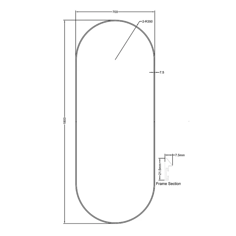 Badnor Marikken 180cm mbl.pk. (2541) Sienna speil