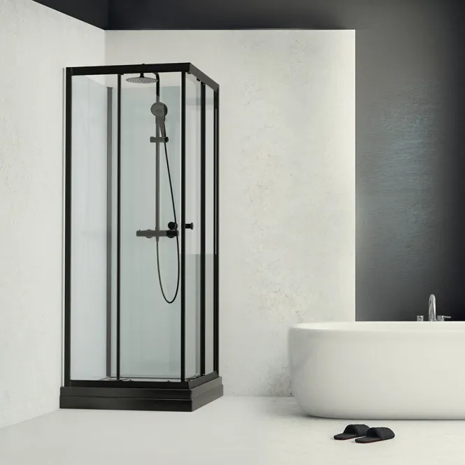 Hovedbilde Badnor Scandia Black 6-1 dusjkabinett 80x80cm m/takdusjsett