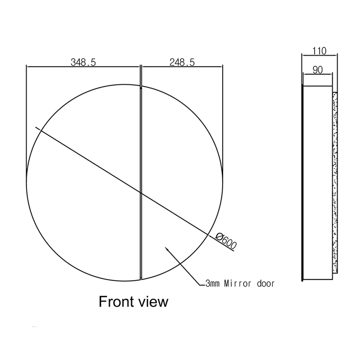 Badnor Melin 70cm møbelpakke (5140) Leon speilskap