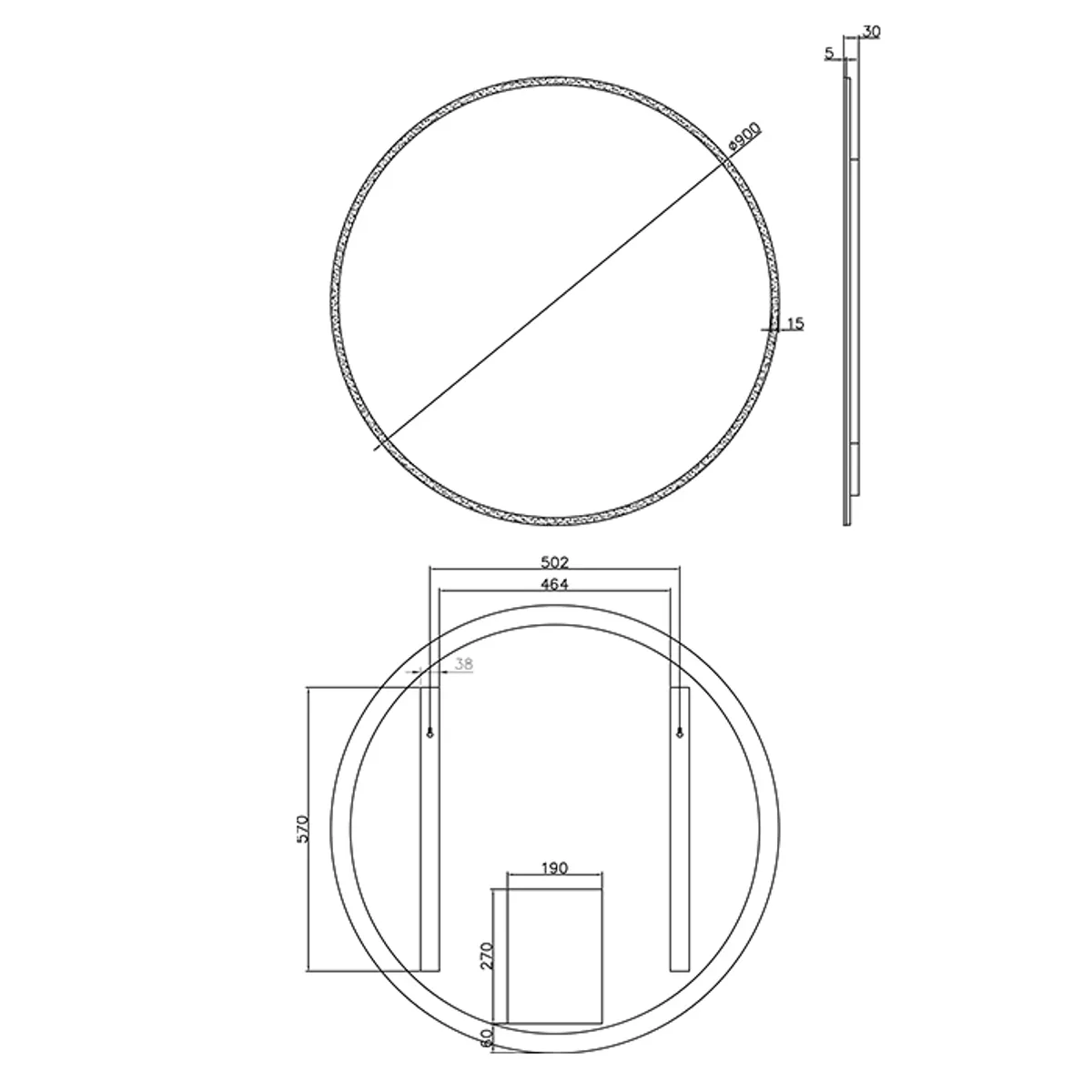 Badnor Melissa 90+40cm mbl.pk (98341) Lissie speil m/lys