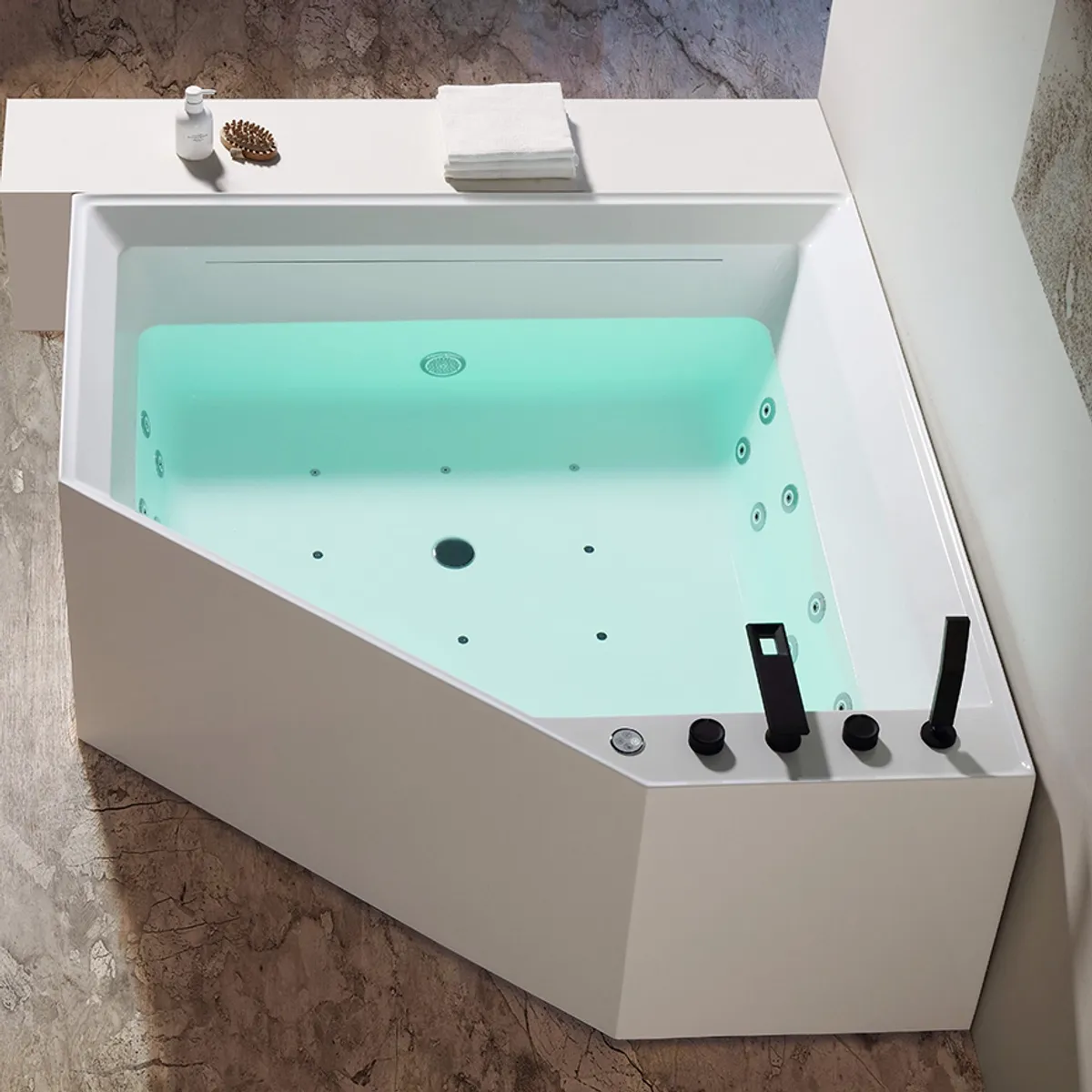 Badnor Fiorella designbadekar m/luft-vann-massasje 150x150cm