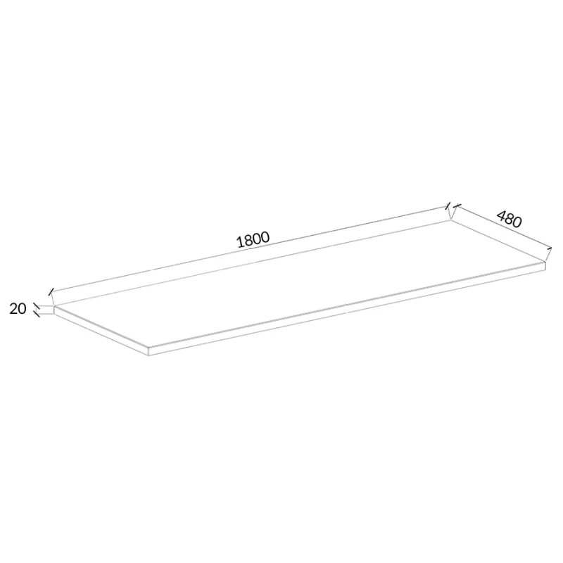 Badnor Benkeplate 180cm, MATT SORT